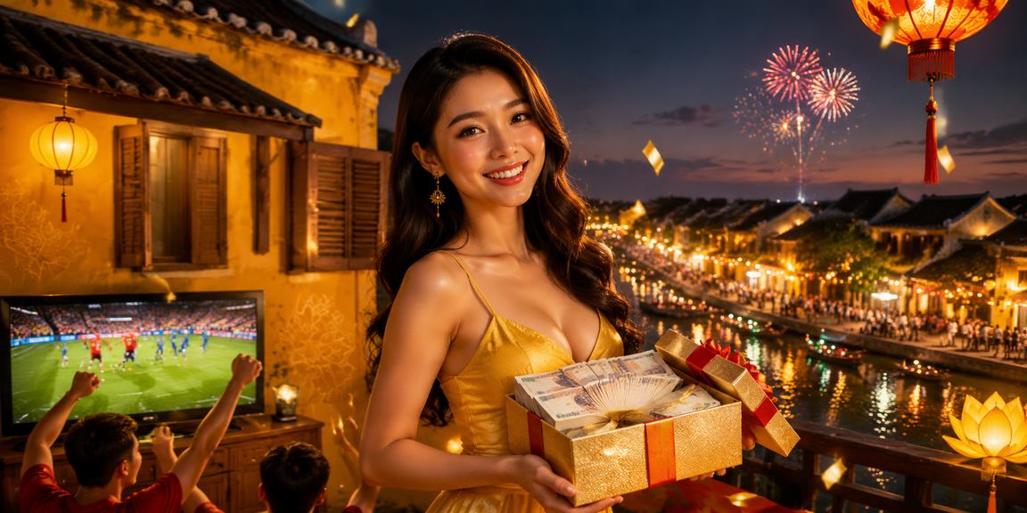 Không khí chợ đêm Hội An với người dùng theo dõi ưu đãi cược trên điện thoại di động
